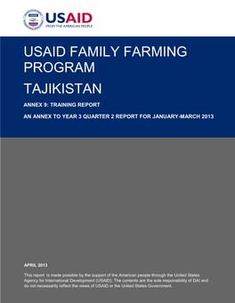 Usaid Family Farming Program Tajikistan