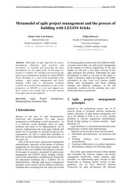 Metamodel of Agile Project Management and the Process of Building with LEGO® Bricks