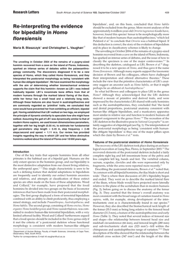 Re-Interpreting the Evidence for Bipedality in Homo Floresiensis