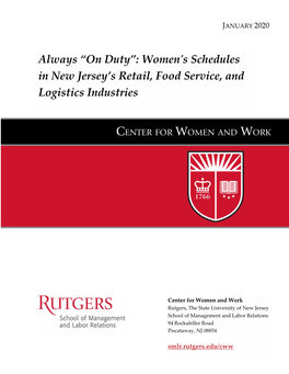 Women's Schedules in New Jersey'sretail, Food Service, And