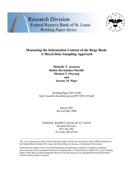 Measuring the Information Content of the Beige Book: a Mixed Data Sampling Approach