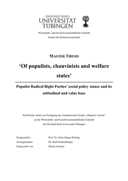 'Of Populists, Chauvinists and Welfare States'