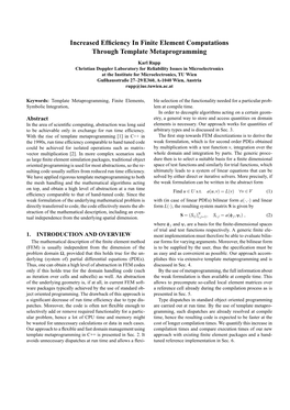 Increased Efficiency in Finite Element Computations Through Template