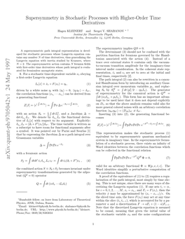 Supersymmetry in Stochastic Processes with Higher-Order Time