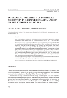 Interannual Variability of Submerged Vegetation in a Brackish Coastal Lagoon on the Southern Baltic Sea