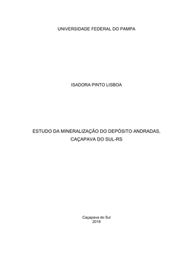 Estudo Da Mineralização Do Depósito Andradas, Caçapava Do Sul-Rs