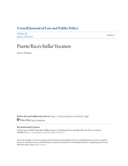 Puerto Rico's Stellar Vocation