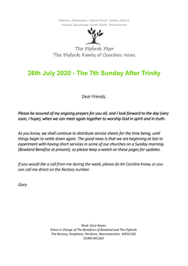 26Th July 2020 - the 7Th Sunday After Trinity