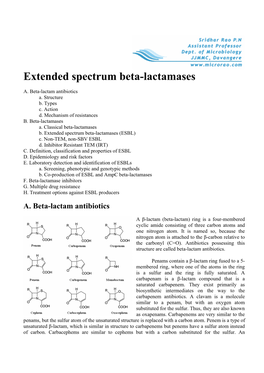 Extended Spectrum Beta-Lactamases