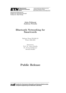 Bluetooth Networking for Smartcards