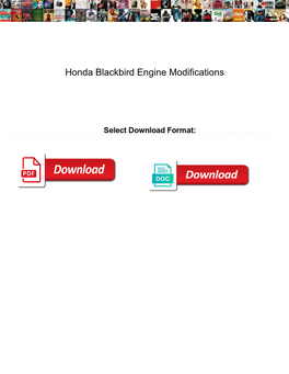 Honda Blackbird Engine Modifications