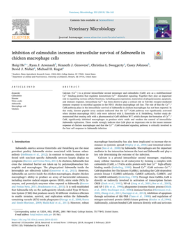 Inhibition of Calmodulin Increases Intracellular Survival of Salmonella in Chicken Macrophage Cells T ⁎ Haiqi Hea, , Ryan J