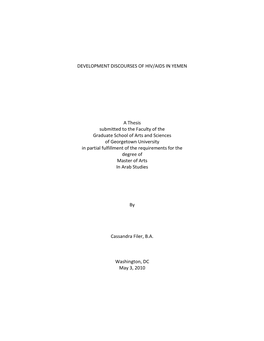 DEVELOPMENT DISCOURSES of HIV/AIDS in YEMEN a Thesis