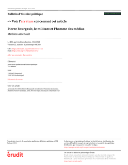 Pierre Bourgault, Le Militant Et L'homme Des Médias