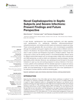 Novel Cephalosporins in Septic Subjects and Severe Infections: Present Findings and Future Perspective