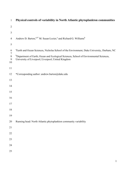 Physical Controls of Variability in North Atlantic Phytoplankton Communities