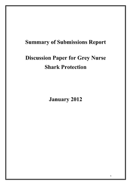 Discussion Paper for Grey Nurse Shark Protection