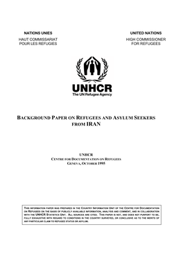 Background Paper on Refugees and Asylum Seekers from Iran