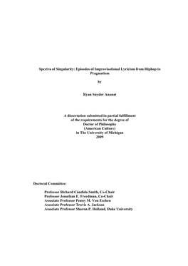 Episodes of Improvisational Lyricism from Hiphop to Pragmatism By