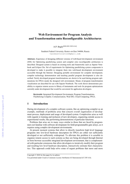 Web Environment for Program Analysis and Transformation Onto Reconfigurable Architectures