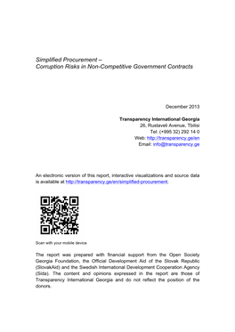 Simplified Procurement – Corruption Risks in Non-Competitive Government Contracts