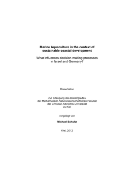 Marine Aquaculture in the Context of Sustainable Coastal Development What Influences Decision-Making Processes in Israel and G