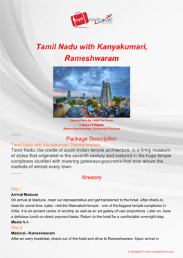 Tamil Nadu with Kanyakumari, Rameshwaram