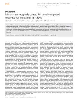 Primary Microcephaly Caused by Novel Compound Heterozygous Mutations in ASPM