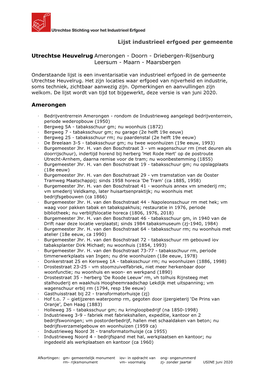Lijst Industrieel Erfgoed Per Gemeente Utrechtse Heuvelrug Amerongen