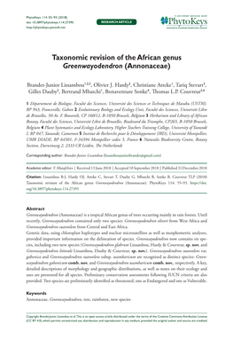 Taxonomic Revision of the African Genus Greenwayodendron (Annonaceae)