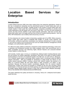 Location Based Services for Enterprise