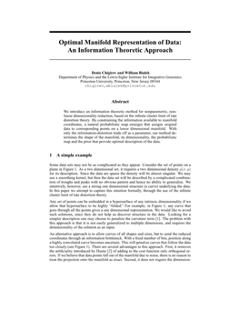 Optimal Manifold Representation of Data: an Information Theoretic Approach