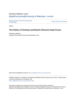 The Politics of Christian and Muslim Women's Head Covers