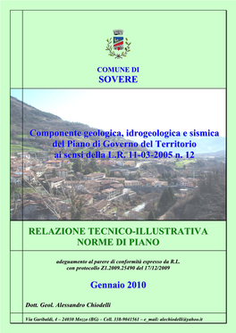 SOVERE Componente Geologica, Idrogeologica E Sismica Del Piano