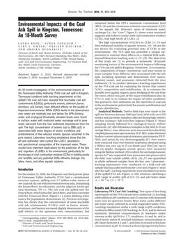 Environmental Impacts of the Coal Ash Spill In