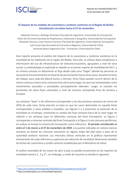 El Impacto De Las Medidas De Cuarentena Y Cordones Sanitarios En La Región De Biobío - Actualización Con Datos Hasta El 27 De Noviembre