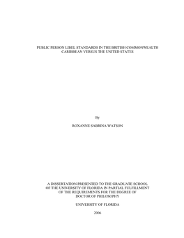 Public Person Libel Standards in the British Commonwealth Caribbean Versus the United States