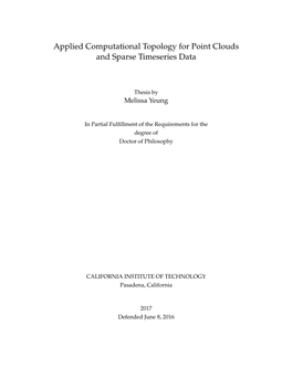 Applied Computational Topology for Point Clouds and Sparse Timeseries Data