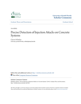 Precise Detection of Injection Attacks on Concrete Systems Clayton Whitelaw University of South Florida, Cwhitela@Mail.Usf.Edu