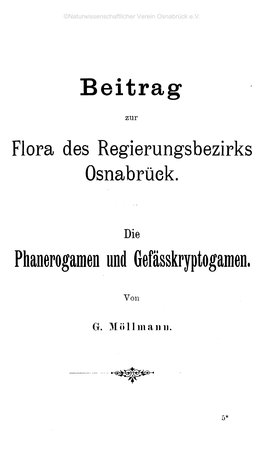 Beitrag Zur Flora Des Regierungsbezirks Osnabrück