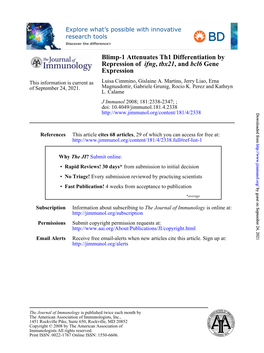 Blimp-1 Attenuates Th1 Differentiation by Repression of Ifng, Tbx21, and Bcl6 Gene Expression