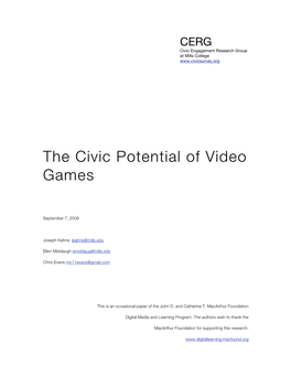 The Civic Potential of Video Games