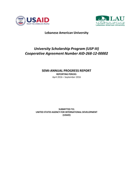 University Scholarship Program (USP III) Cooperative Agreement Number AID-268-12-00002