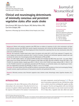 Clinical and Neuroimaging Determinants of Minimally