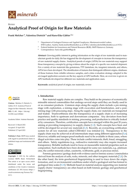 Analytical Proof of Origin for Raw Materials