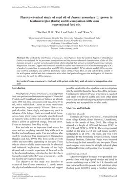 Physico-Chemical Study of Seed Oil of Prunus Armeniaca L