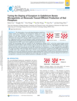 Tuning the Doping of Europium in Gadolinium Borate Microparticles At