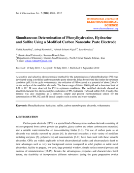 Simultaneous Determination of Phenylhydrazine, Hydrazine and Sulfite Using a Modified Carbon Nanotube Paste Electrode