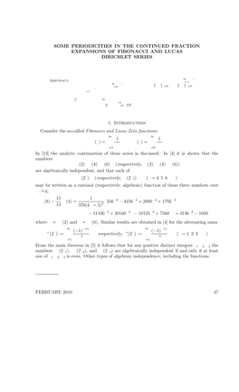 Some Periodicities in the Continued Fraction Expansions of Fibonacci and Lucas Dirichlet Series