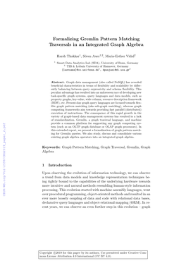 Formalizing Gremlin Pattern Matching Traversals in an Integrated Graph Algebra